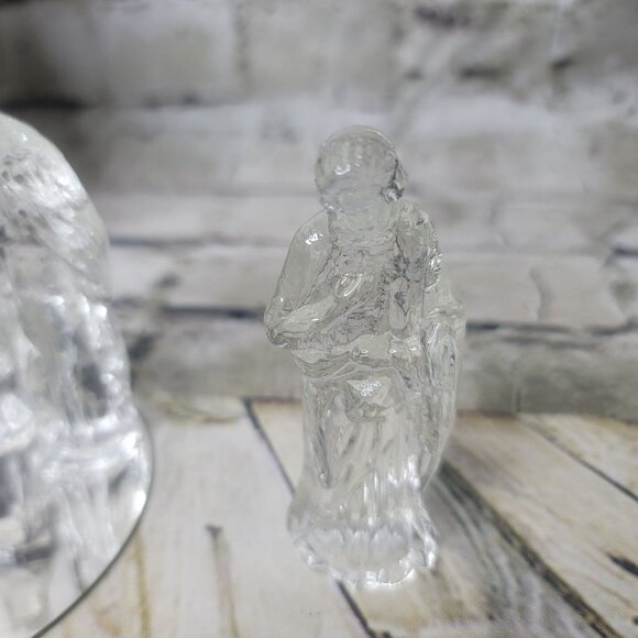 Vtg Glass Nativity Set By Gorgeous Designs Inc 6 Piece Clear With Mirror 7471 - Picture 4 of 9